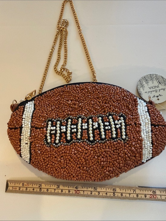 Studio 12 Handbags - * NWT Viral Hand Beaded Football Crossbody Bag - Brown
